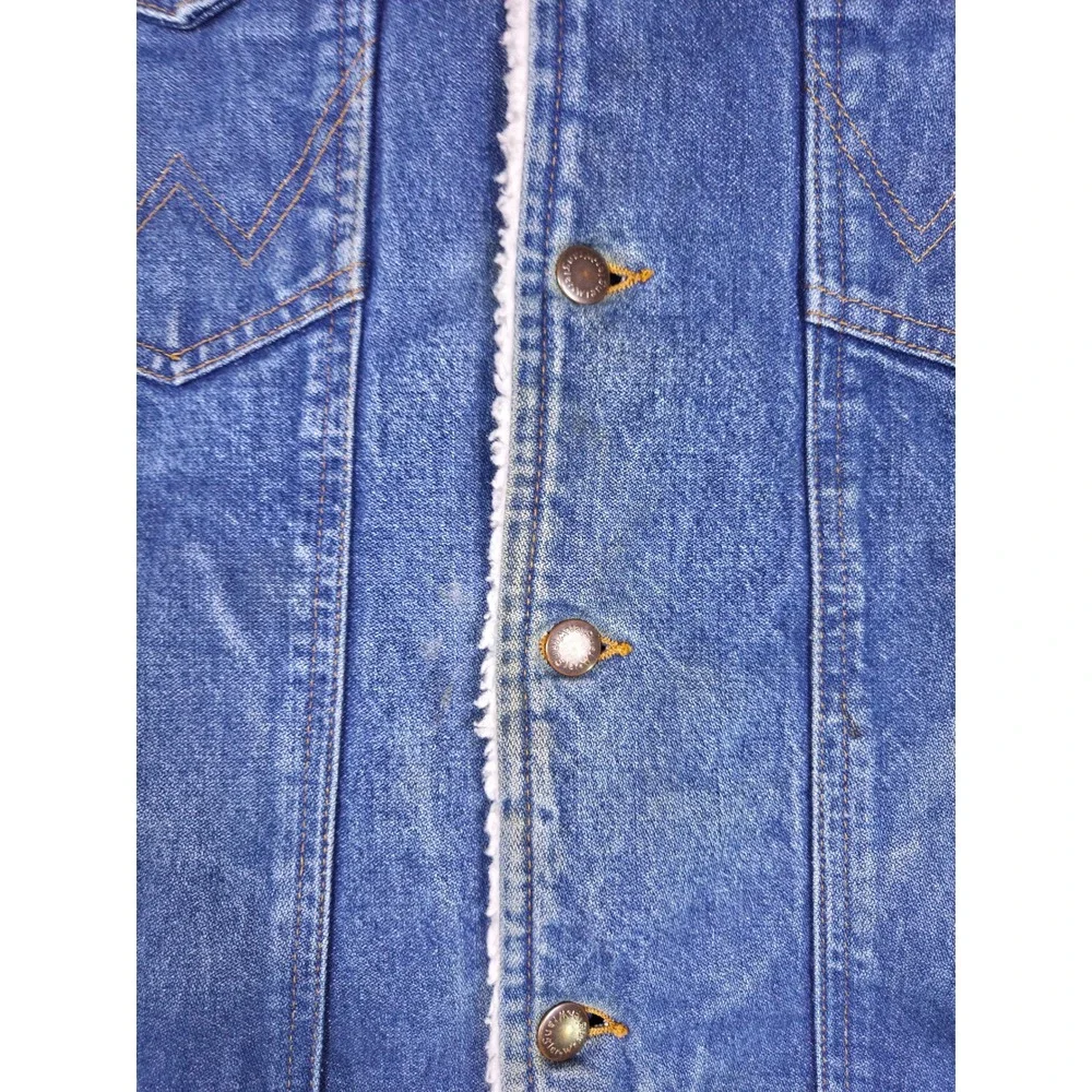 Wrangler Denim Jacket Mens Large Blue Sherpa Lined Authentic Western Trucker